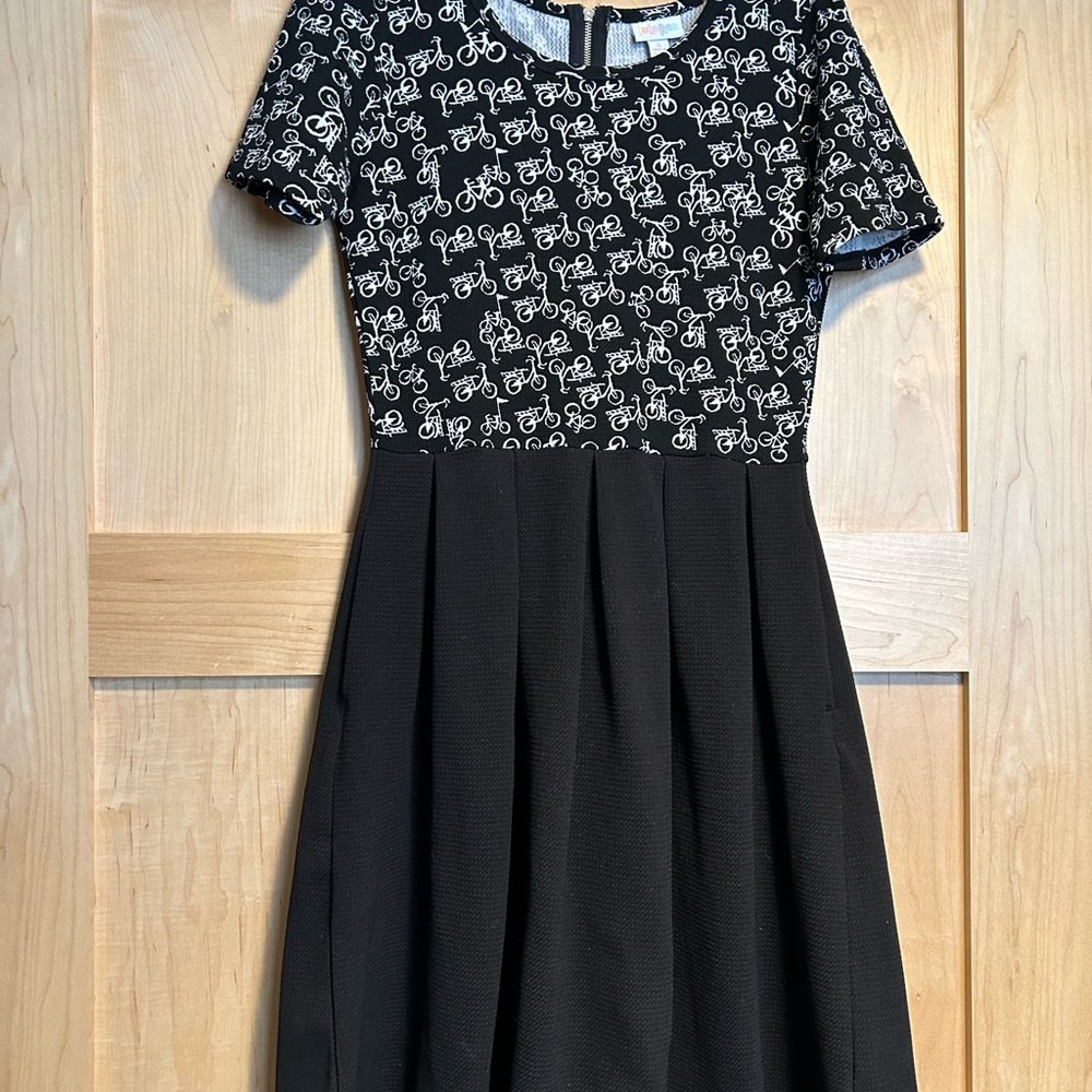 Charming Black Bicycle Print Women’s Dress